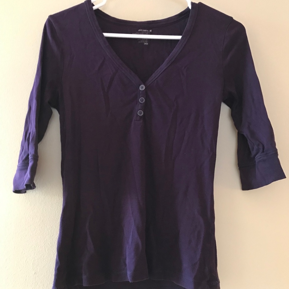 Purple 3/4 Sleeve Henley